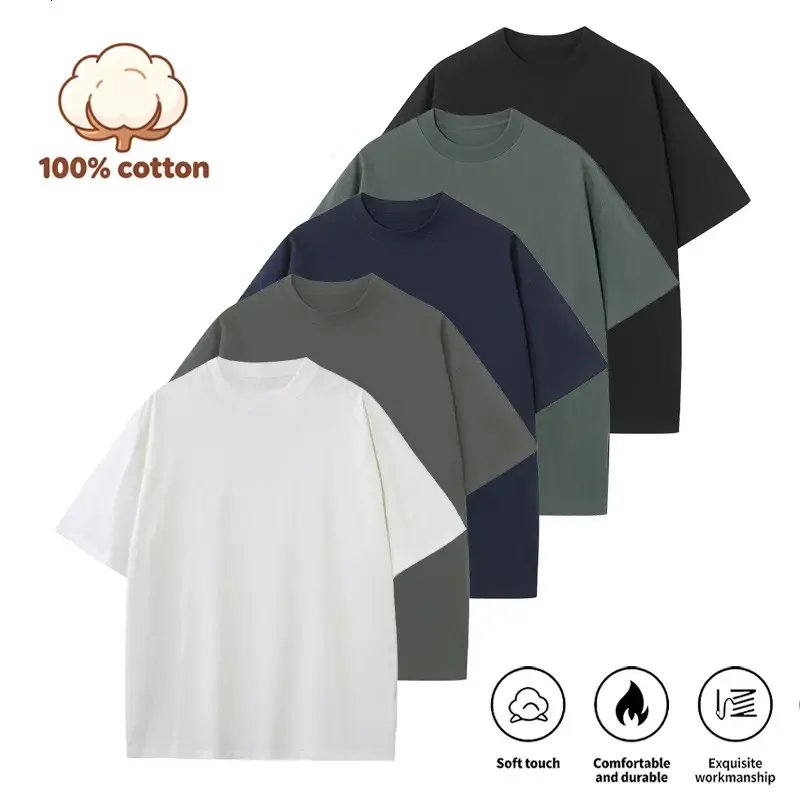 Summervibes Men's Cotton Crew Neck T-Shirt Set - 5 Pack