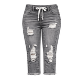Fashion Distressed Ripped Capri Jeans