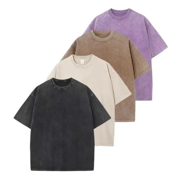 Distressed Washed Cotton 4-Pack Oversized Tees for Men & Women
