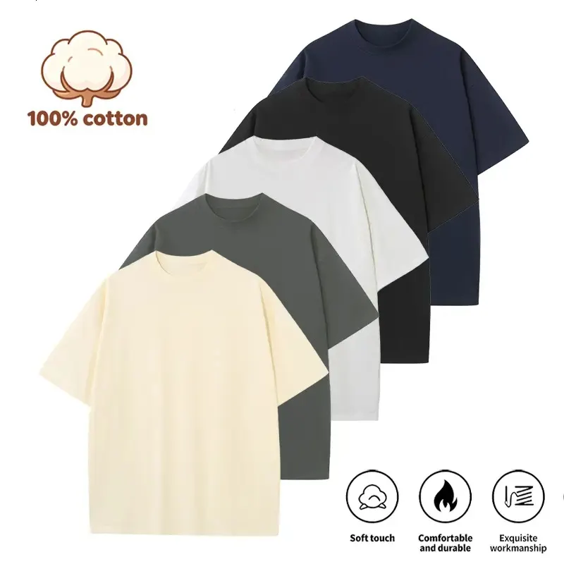 Summervibes Men's Cotton Crew Neck T-Shirt Set - 5 Pack