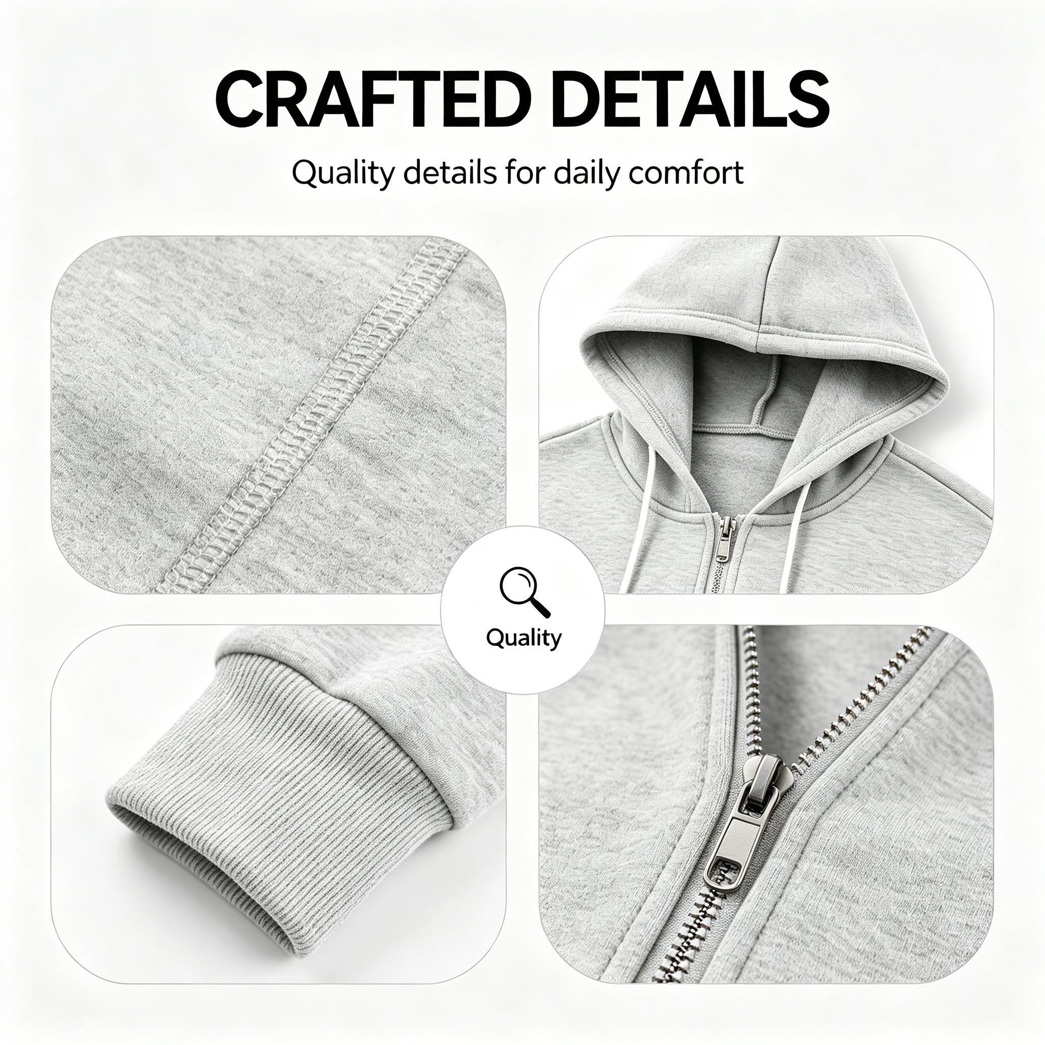 4-Pack Men&rsquo;s Full Zip Hoodies &ndash; Autumn/Winter new arrival, loose long sleeves, soft casual athletic hoodies for running, basketball, cycling (optional 4-pack or 2-pack) Hooded Kangaroo Pocket Cardigan