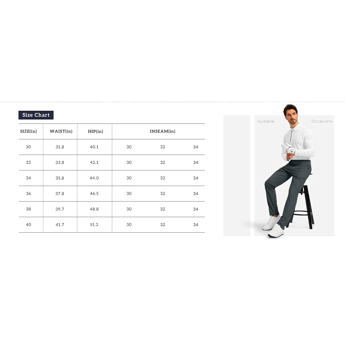 Men's Golf Pants with Zipper Pockets - Lightweight Stretch Casual Slacks