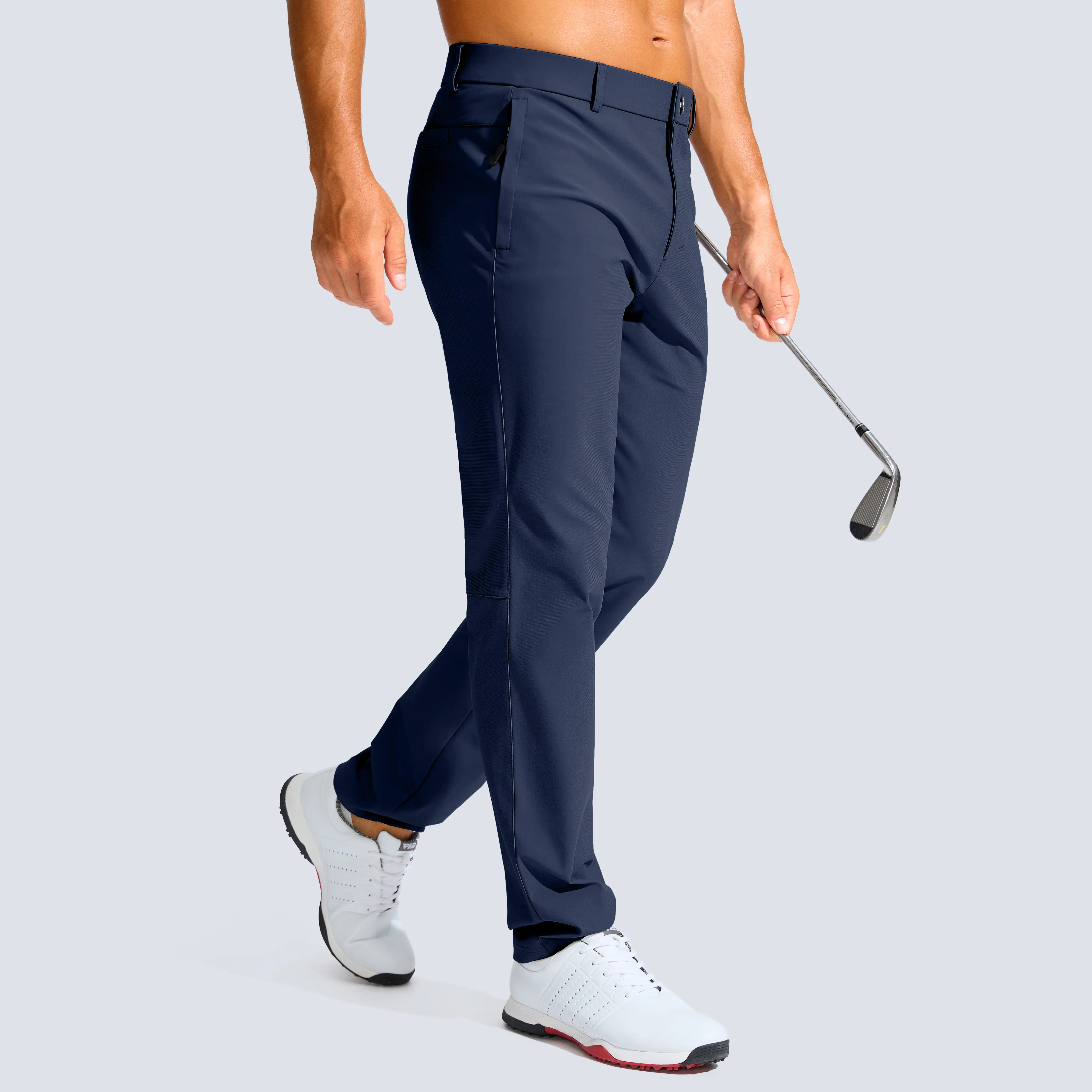 Men's Golf Pants with Zipper Pockets - Lightweight Stretch Casual Slacks