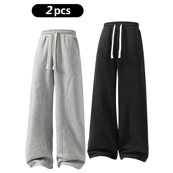 Oversized Thermal Fleece Drawstring Winter Daily Mens Sweatpants