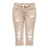 Fashion Distressed Ripped Capri Jeans