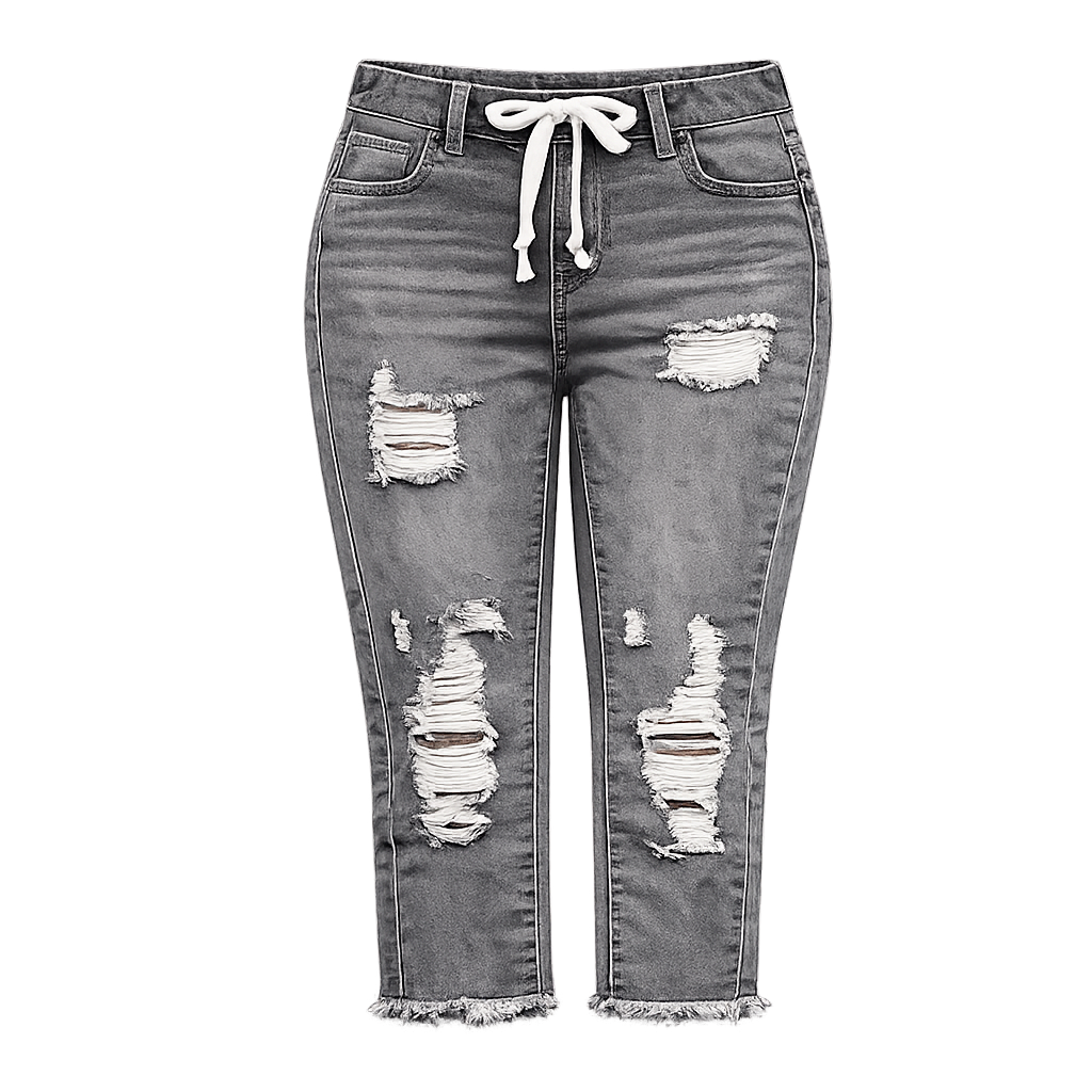 Fashion Distressed Ripped Capri Jeans