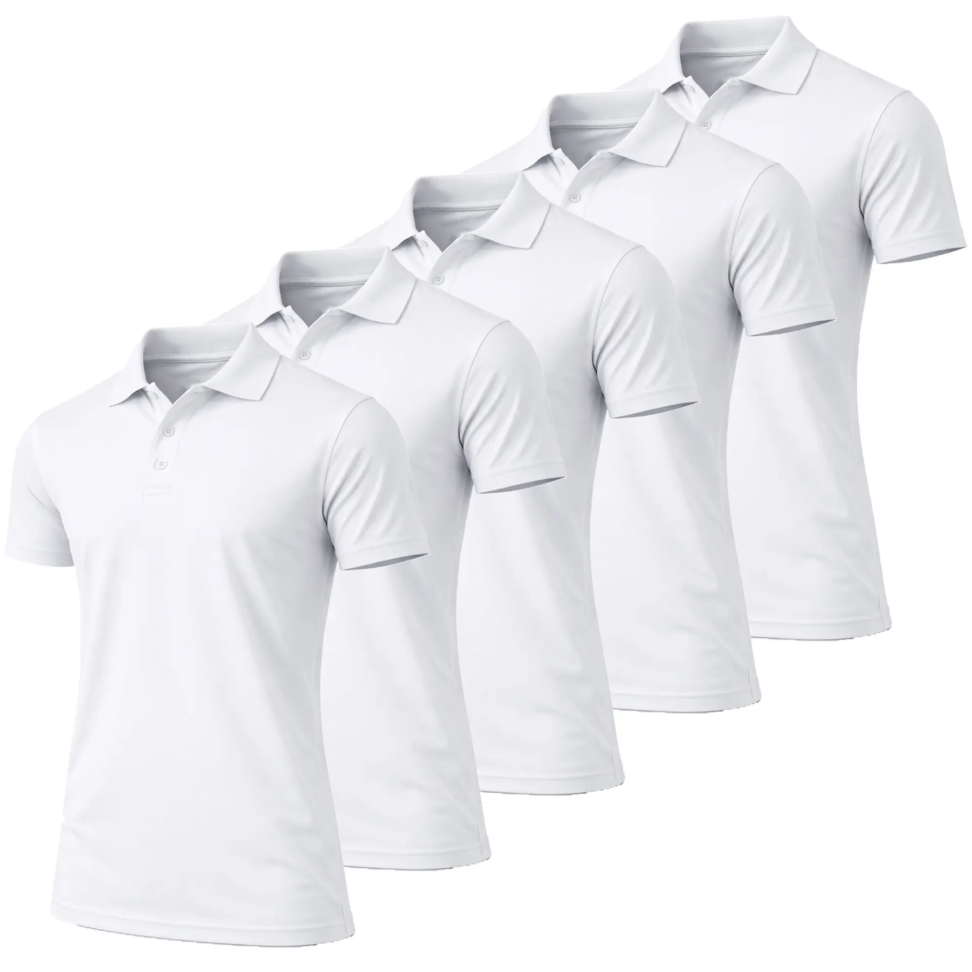 Men's Dry Fit Moisture-Wicking Fabric Polo Collar Shirt Menswear Stylish Ribbed Sleeve