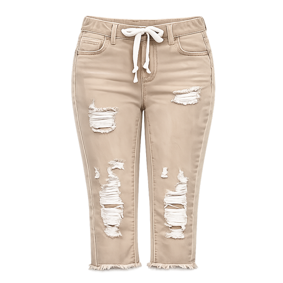 Fashion Distressed Ripped Capri Jeans