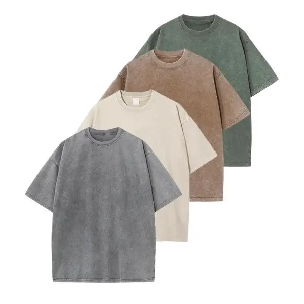 Distressed Washed Cotton 4-Pack Oversized Tees for Men & Women