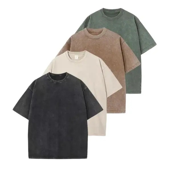 Distressed Washed Cotton 4-Pack Oversized Tees for Men & Women