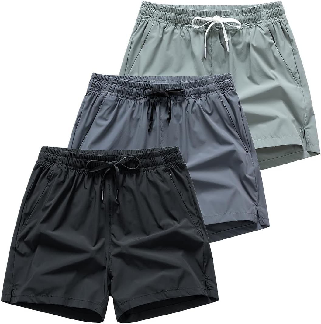athletic shorts lightweight moisture wicking with zipper pockets
