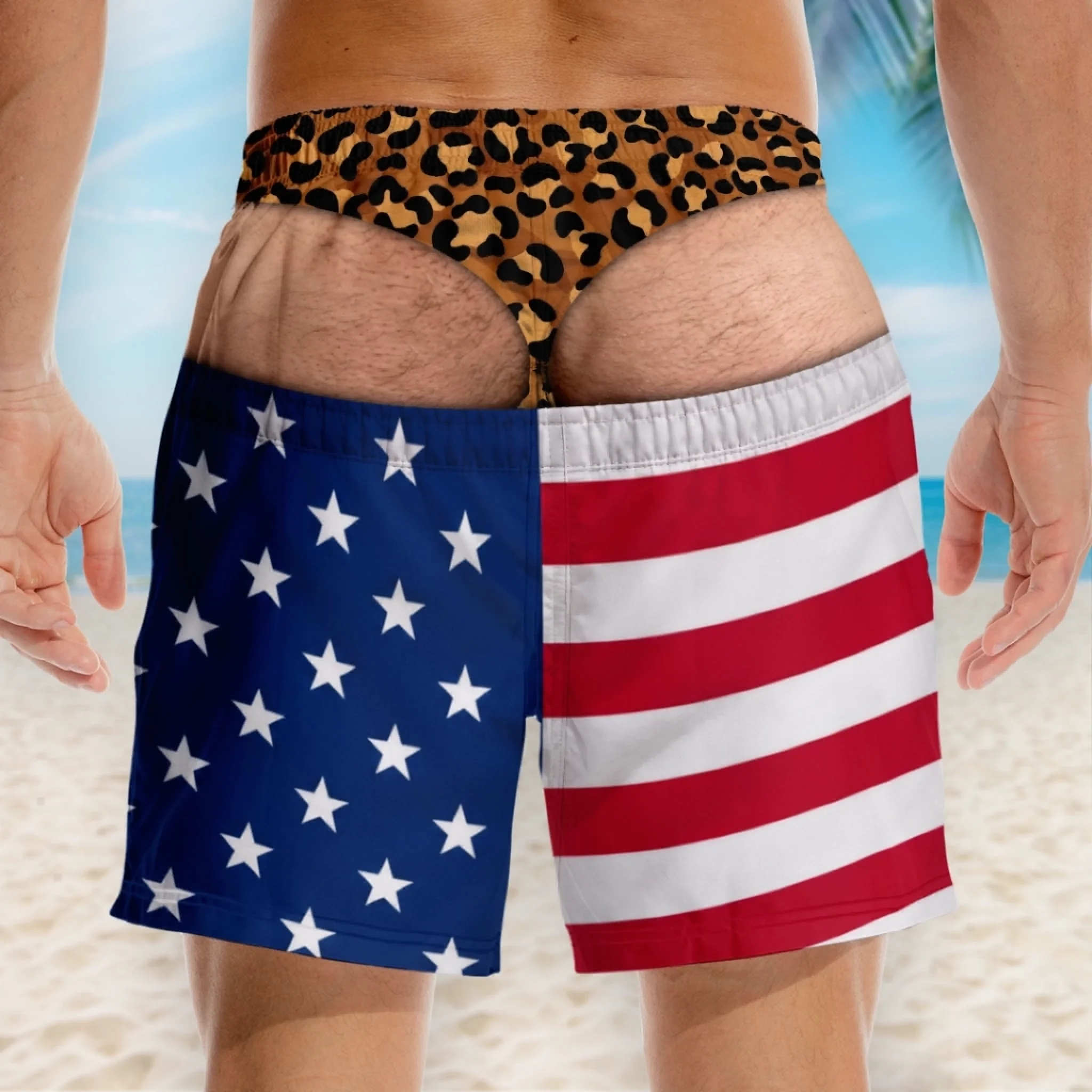 Funny Patriotic Men Swim Trunks - Personalized Birthday Gifts For Husband, Son, Grandson, Brother, Grandpa, Dad, Yourself