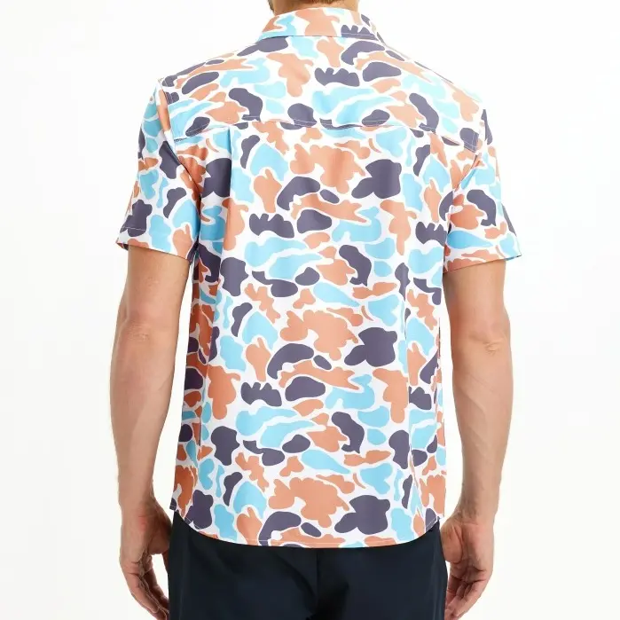 Men's Hawaiian Camouflage Print Casual Button-Down Shirt