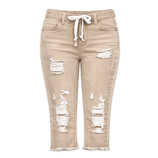 Fashion Distressed Ripped Capri Jeans