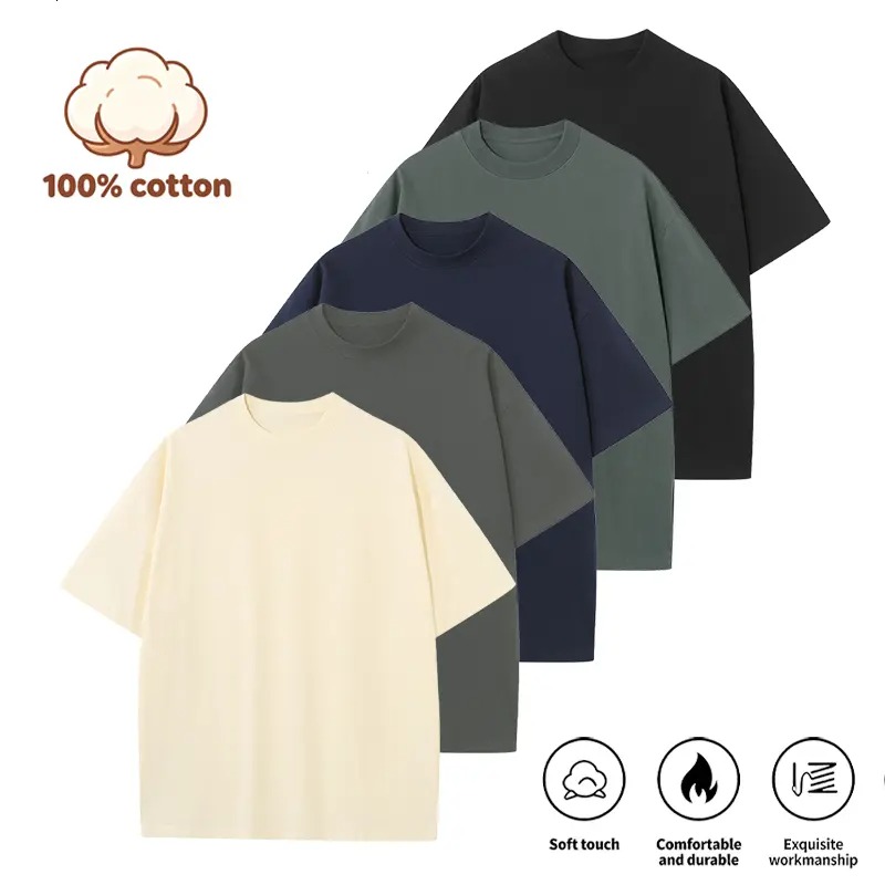 Summervibes Men's Cotton Crew Neck T-Shirt Set - 5 Pack