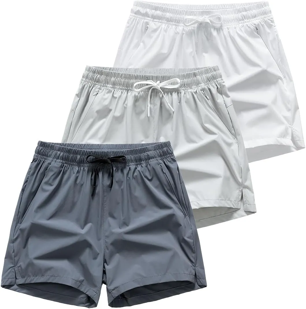 athletic shorts lightweight moisture wicking with zipper pockets
