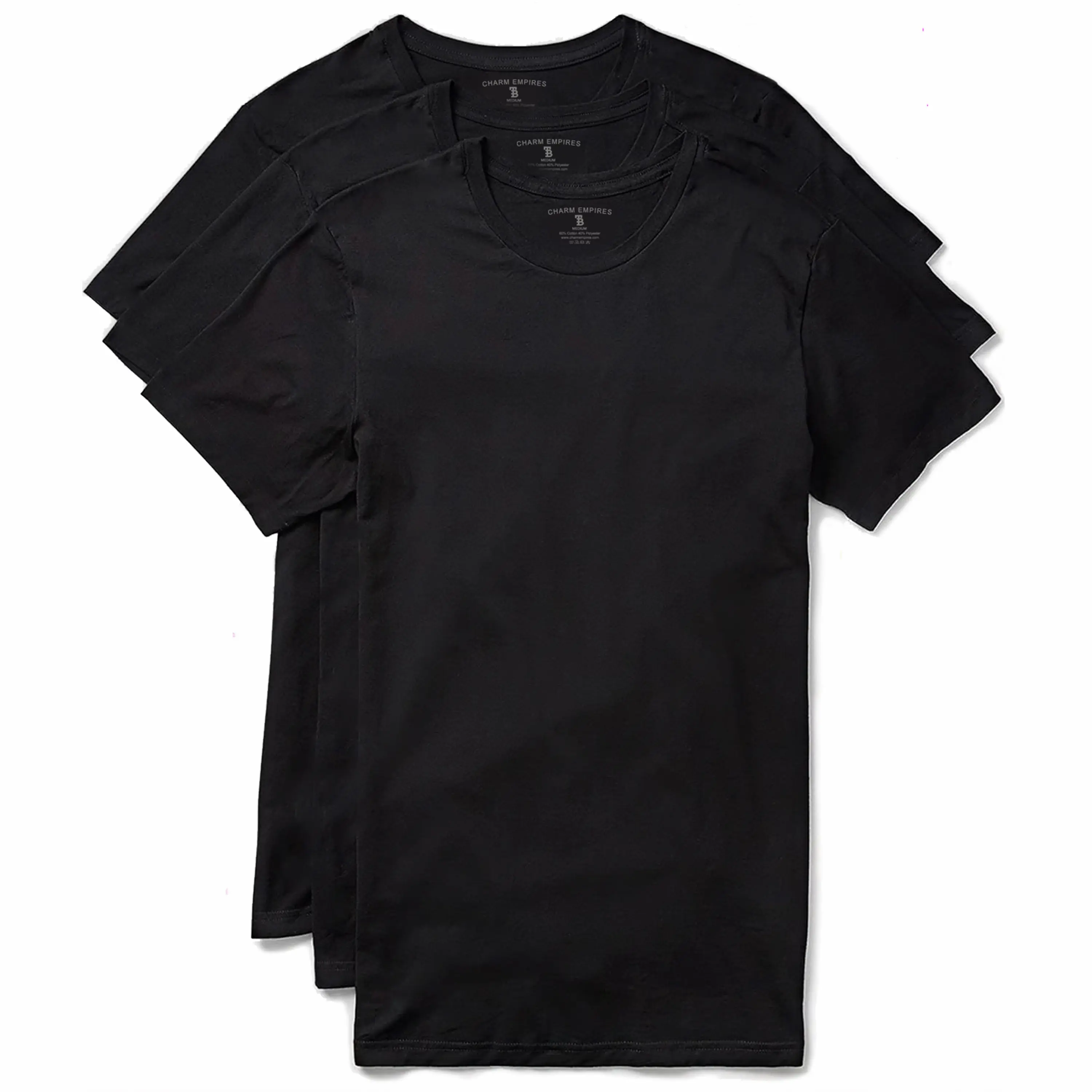 Slim Fit White and Black Tees Crewneck
