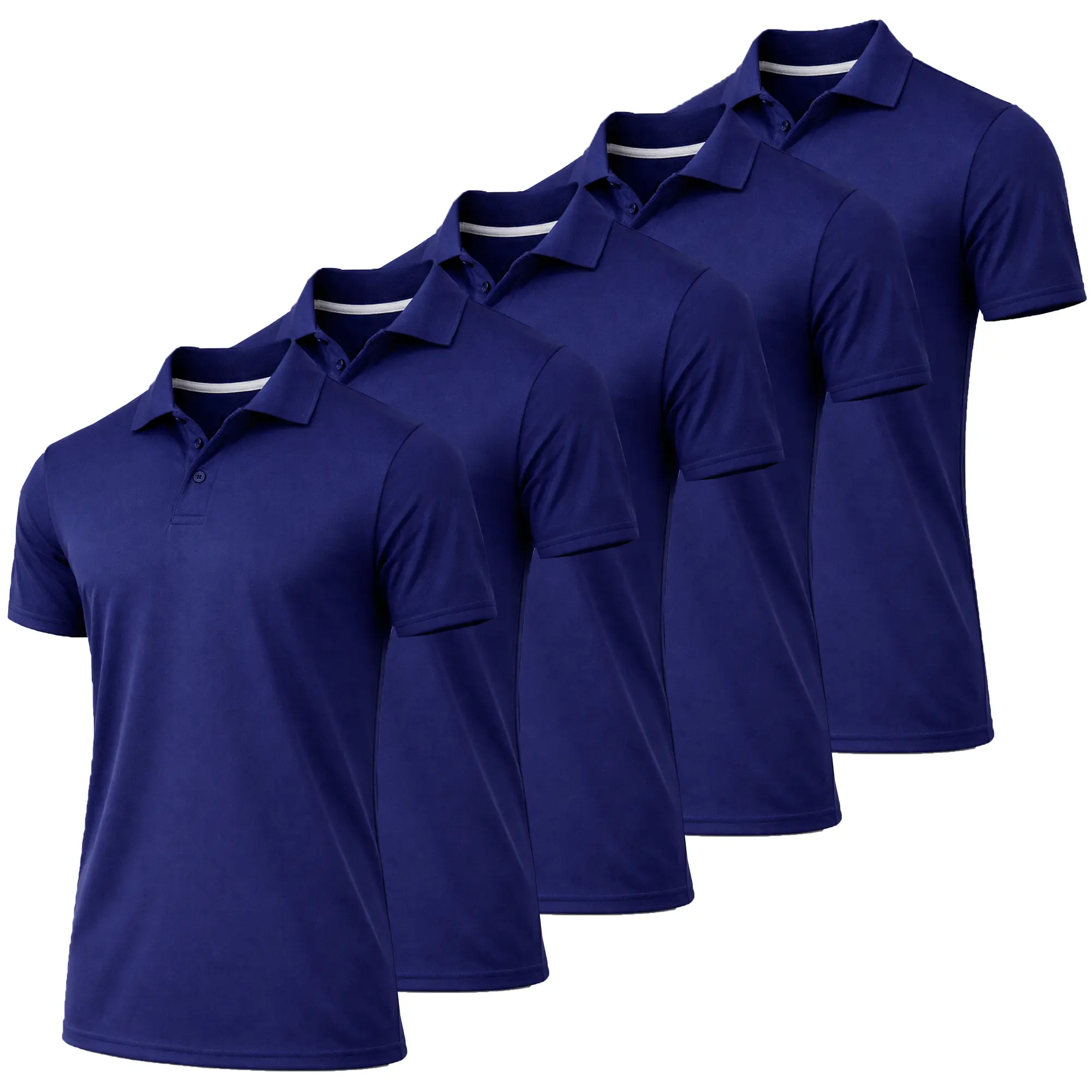 Men's Dry Fit Moisture-Wicking Fabric Polo Collar Shirt Menswear Stylish Ribbed Sleeve