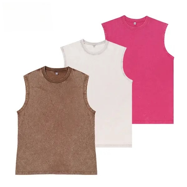 (3-pack)Unisex Acid Wash Tank Top - Vintage Cotton Tee