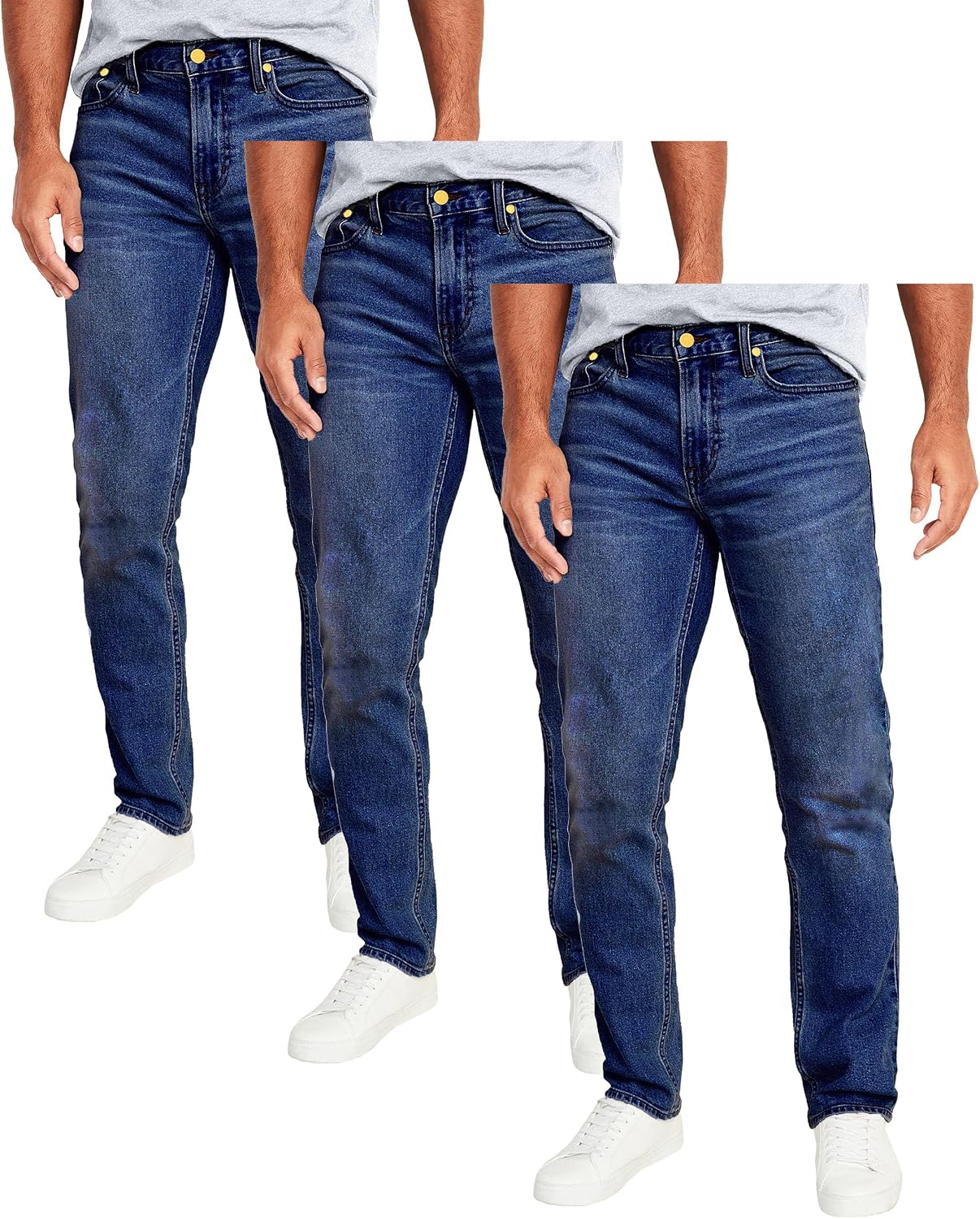 Galaxy by Harvic Mens Jeans 3-Pack Flex Stretch Slim Straight Pants - 5 Pocket Comfort Stretch Jeans for Men, Sizes 30-42