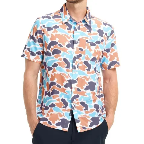 Men's Hawaiian Camouflage Print Casual Button-Down Shirt