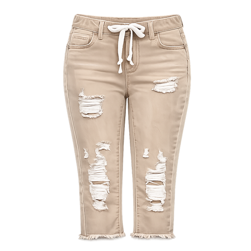 Fashion Distressed Ripped Capri Jeans