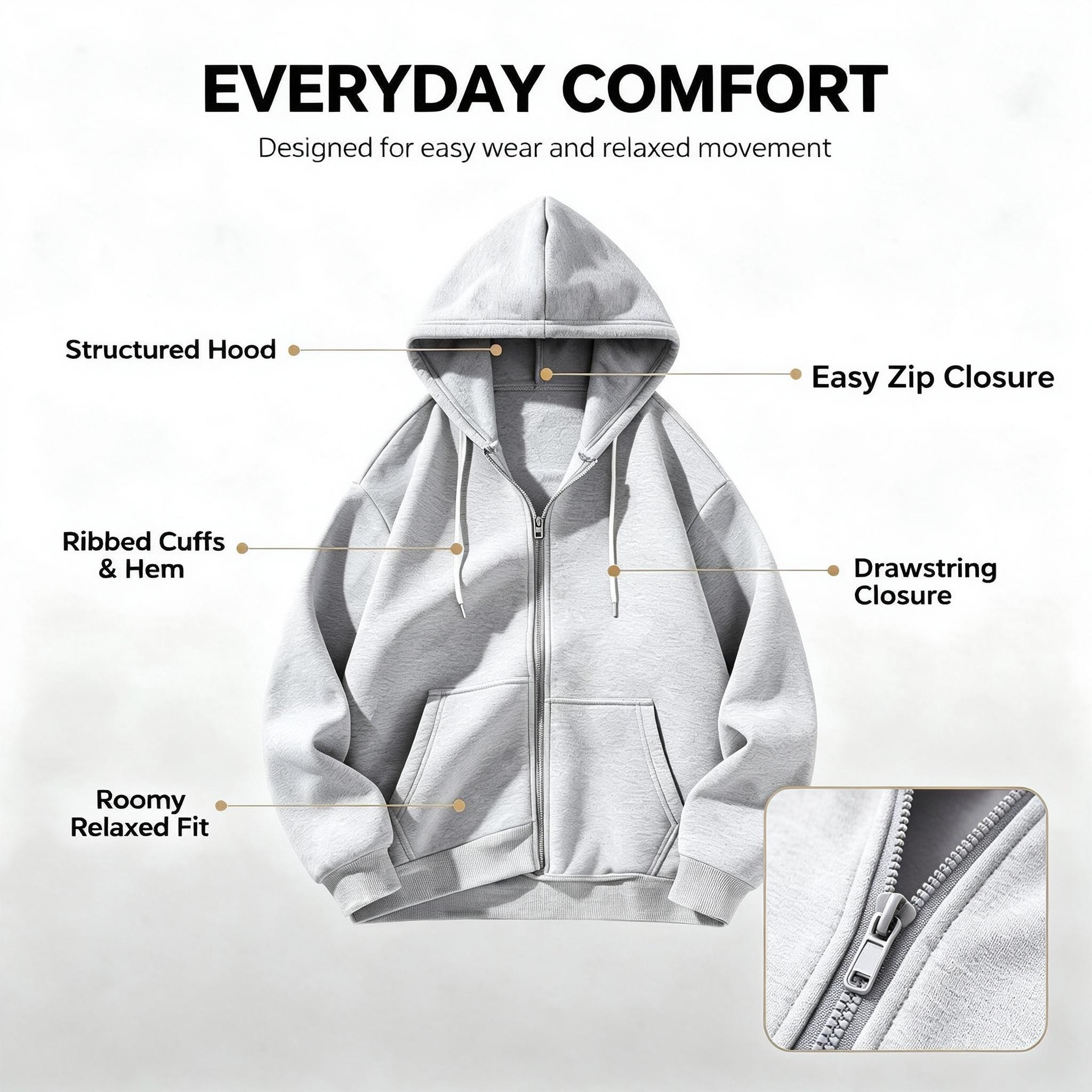 4-Pack Men&rsquo;s Full Zip Hoodies &ndash; Autumn/Winter new arrival, loose long sleeves, soft casual athletic hoodies for running, basketball, cycling (optional 4-pack or 2-pack) Hooded Kangaroo Pocket Cardigan