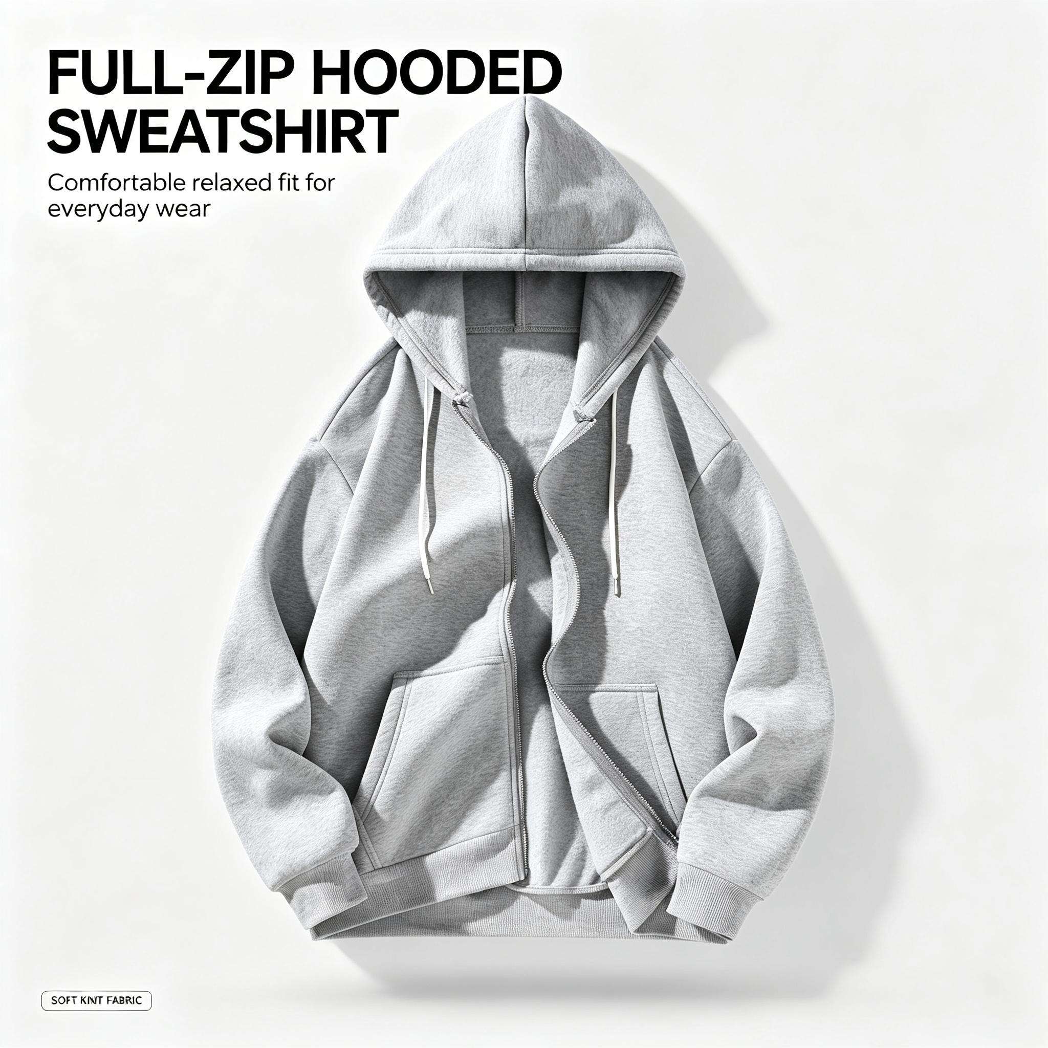 4-Pack Men&rsquo;s Full Zip Hoodies &ndash; Autumn/Winter new arrival, loose long sleeves, soft casual athletic hoodies for running, basketball, cycling (optional 4-pack or 2-pack) Hooded Kangaroo Pocket Cardigan