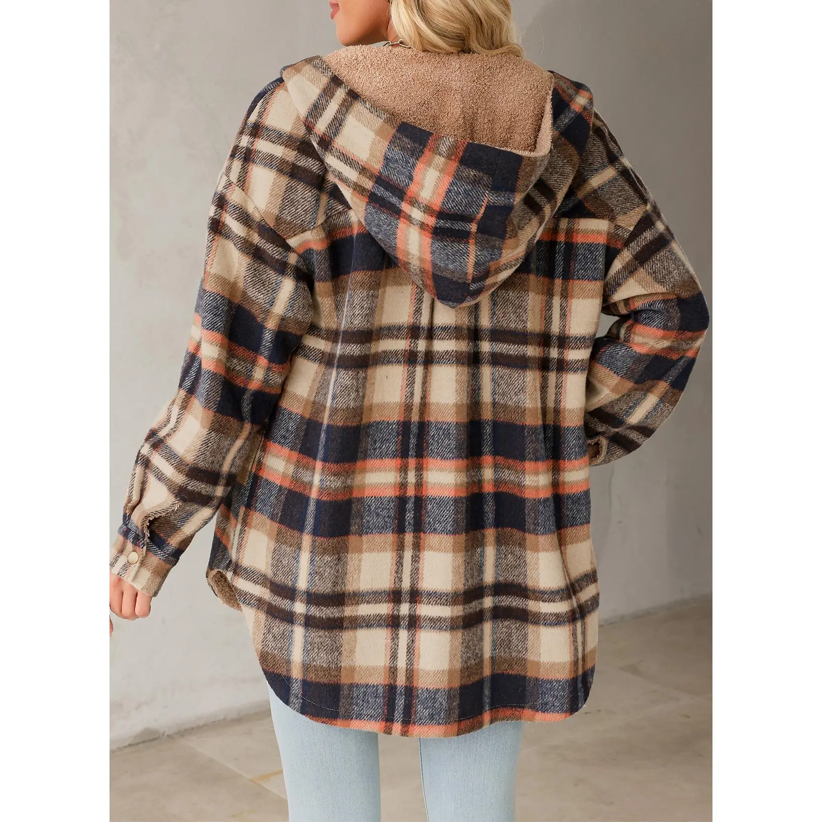 Women's Plaid Flannel Hooded Shacket