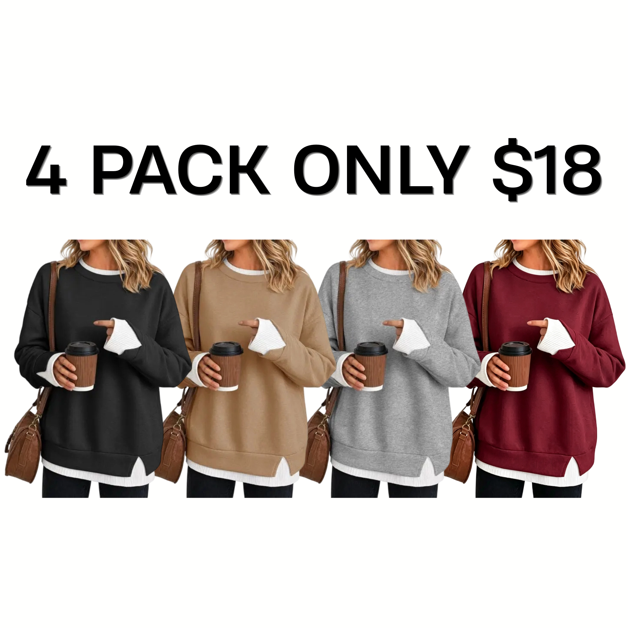 Women's  Two Piece Layered Sweatshirt