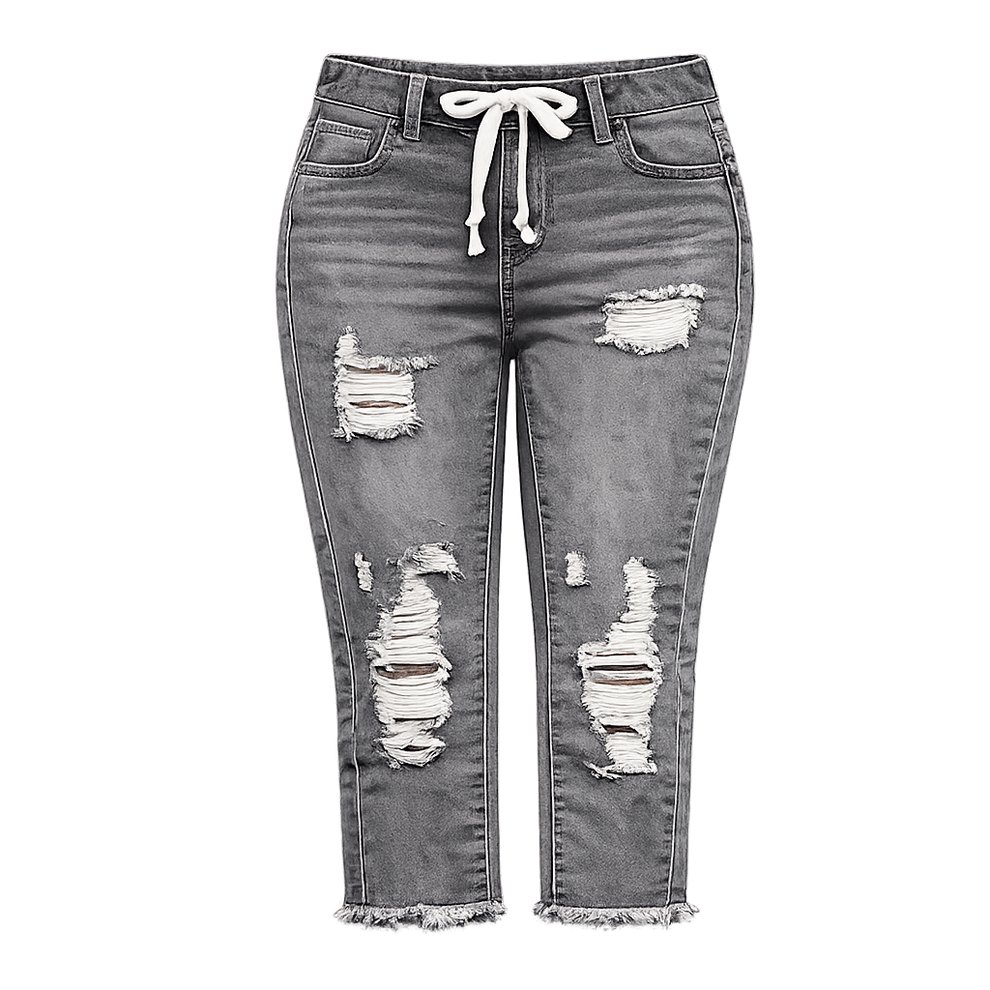 Fashion Distressed Ripped Capri Jeans