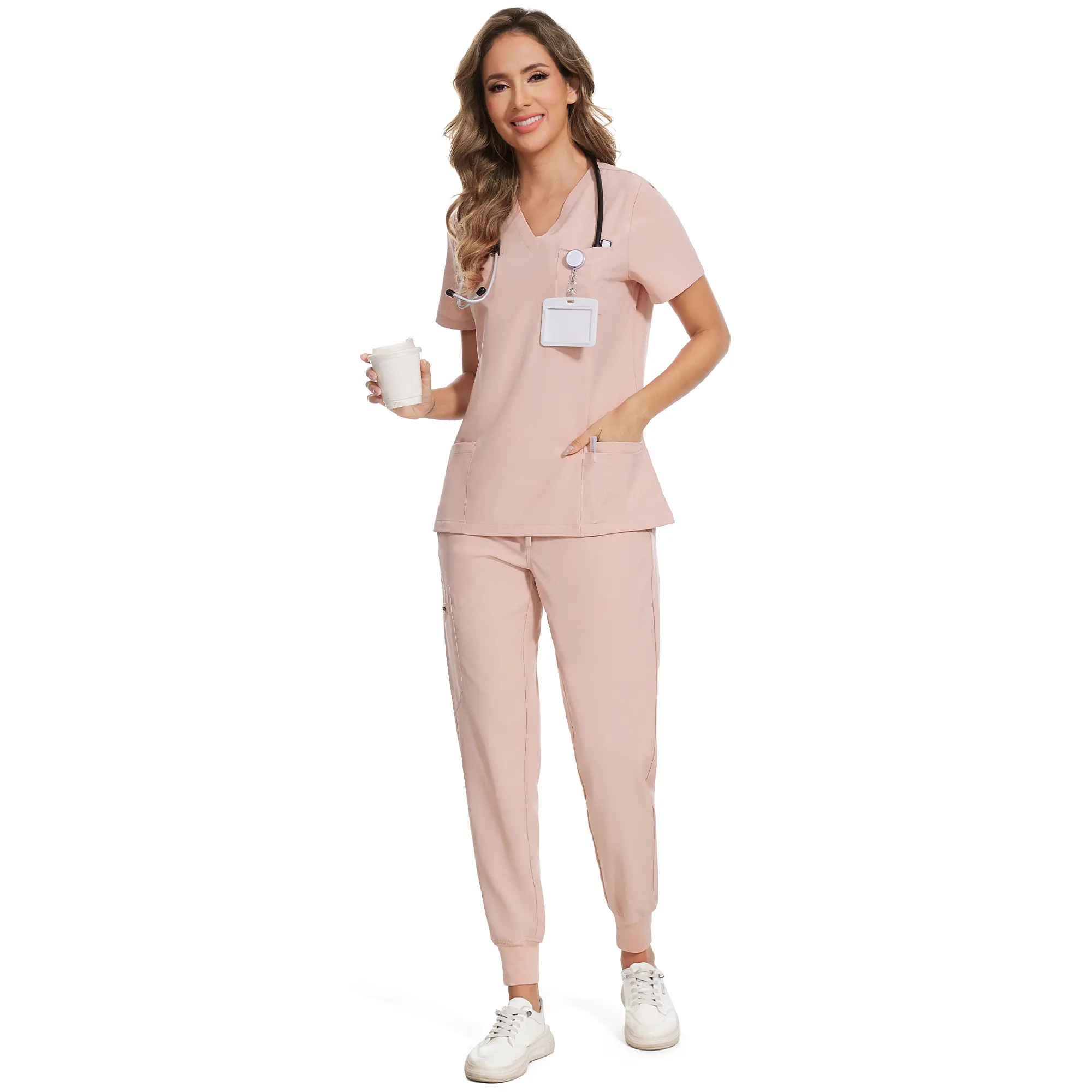 🔥Summer Sale Luna Vital Set for Women - Stretch V-Neck Scrub Top & Jogger Pant with 8 Pockets, Workwear, Uniforms