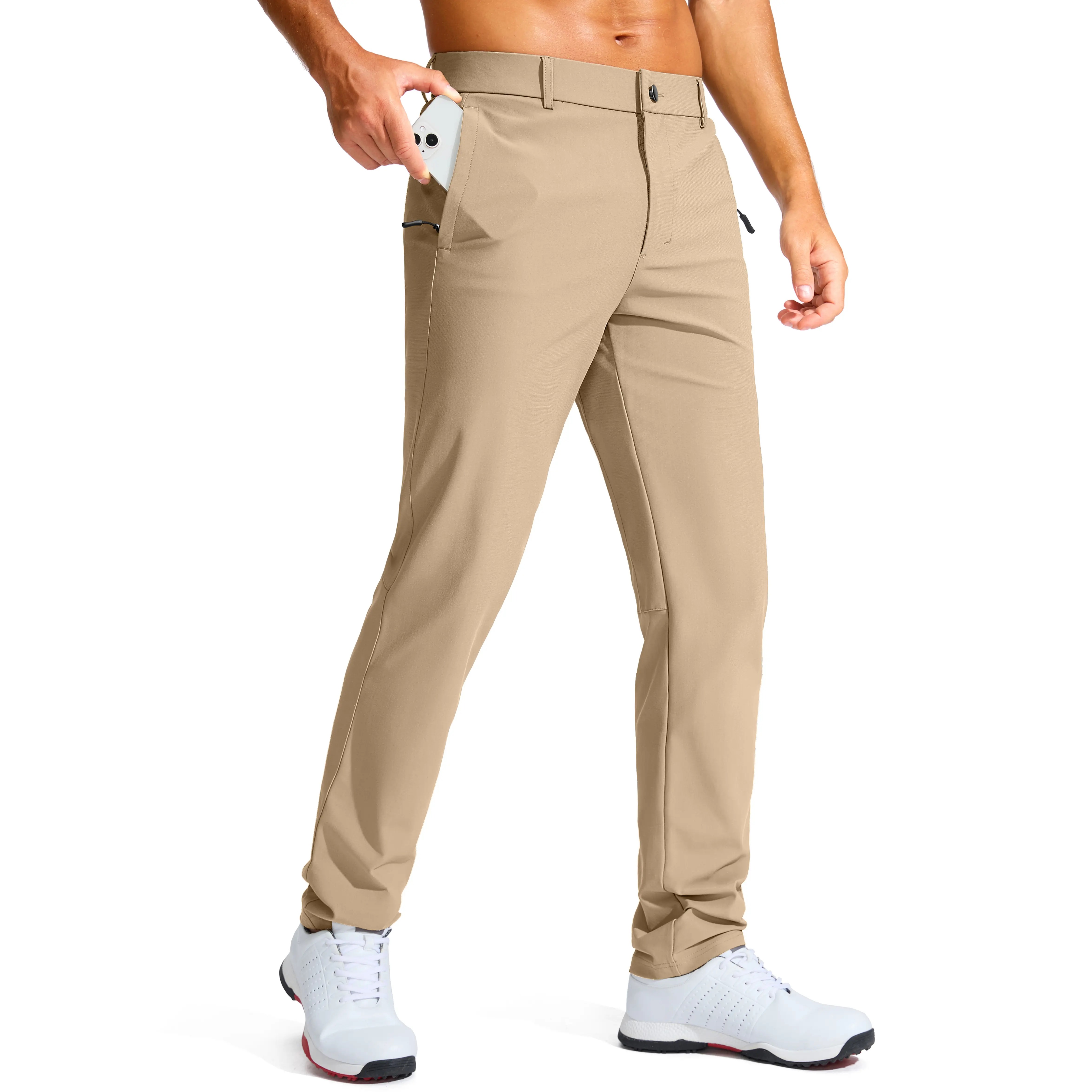 Men's Golf Pants with Zipper Pockets - Lightweight Stretch Casual Slacks