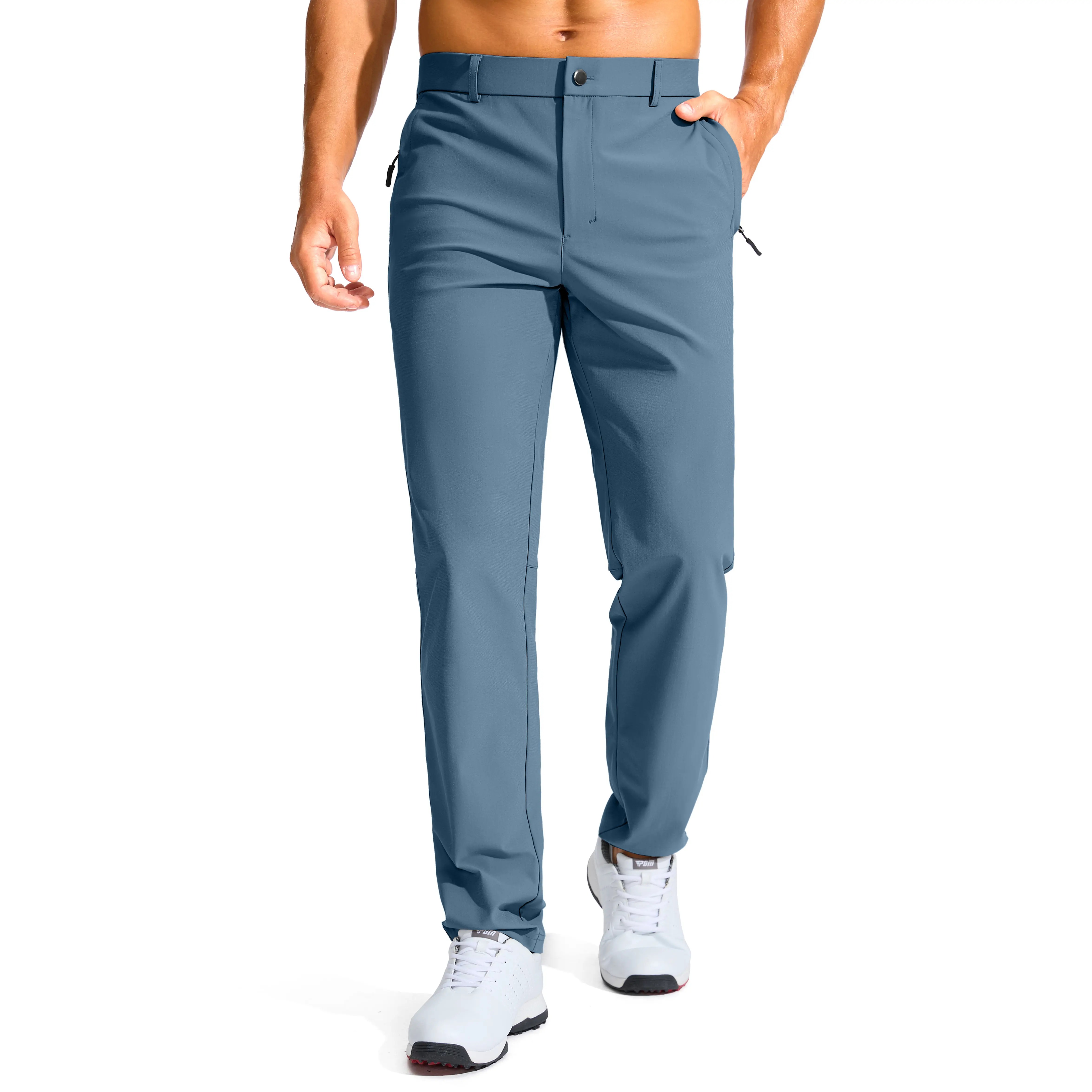 Men's Golf Pants with Zipper Pockets - Lightweight Stretch Casual Slacks