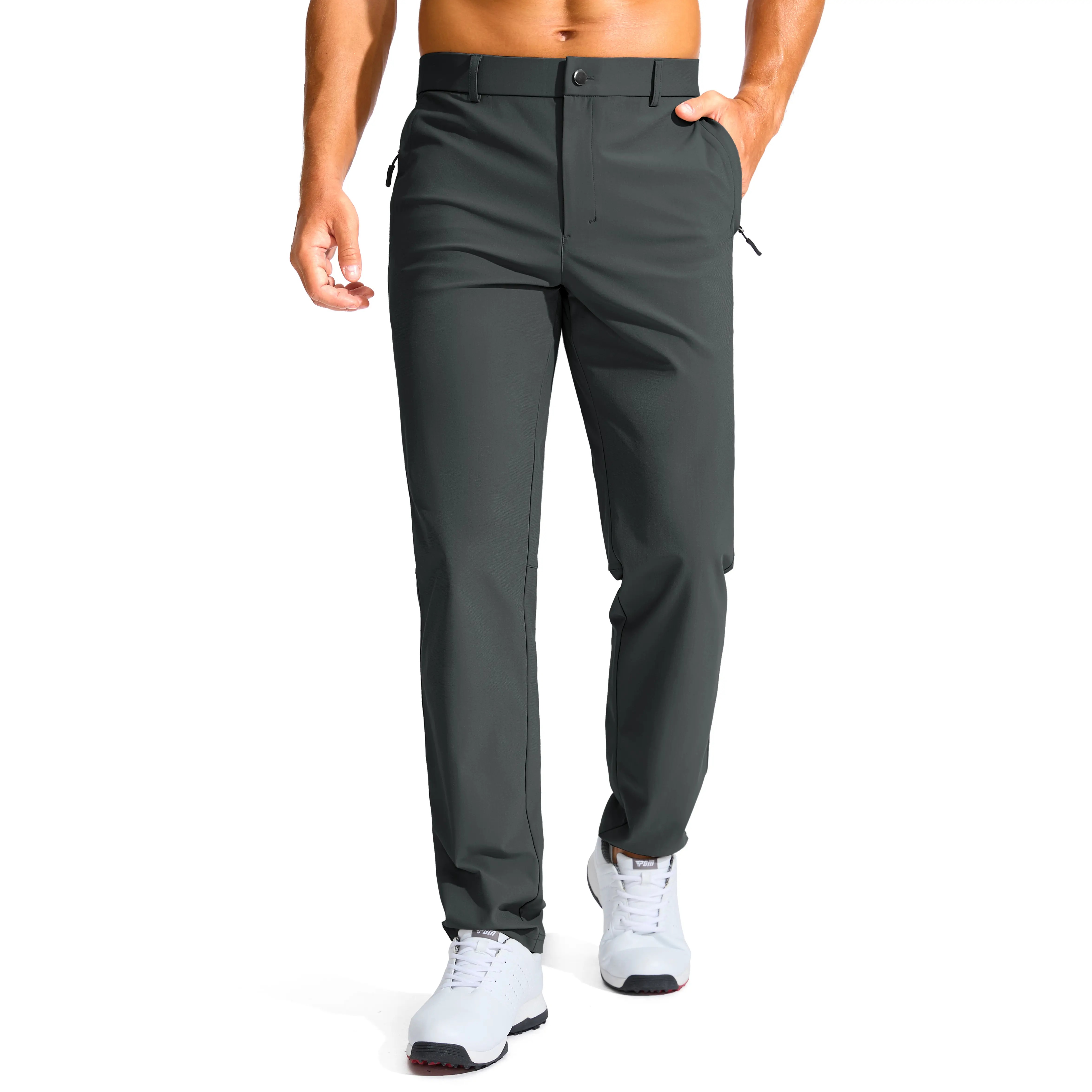 Men's Golf Pants with Zipper Pockets - Lightweight Stretch Casual Slacks