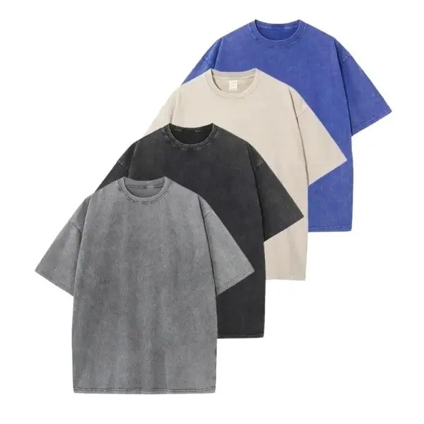 Distressed Washed Cotton 4-Pack Oversized Tees for Men & Women