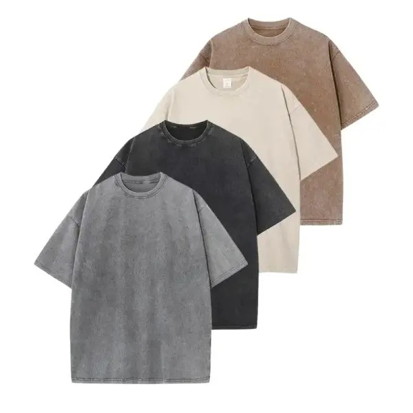 Distressed Washed Cotton 4-Pack Oversized Tees for Men & Women