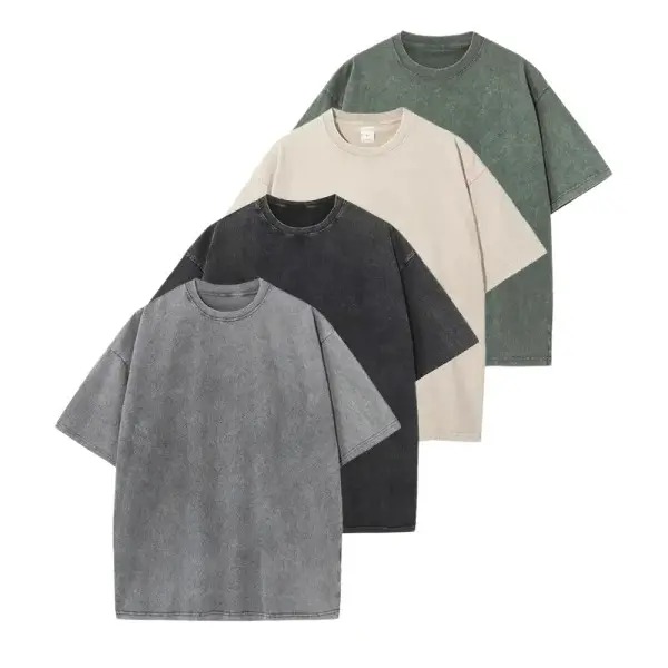 Distressed Washed Cotton 4-Pack Oversized Tees for Men & Women