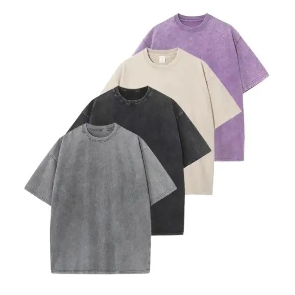 Distressed Washed Cotton 4-Pack Oversized Tees for Men & Women