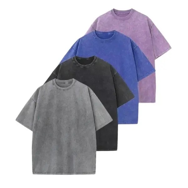 Distressed Washed Cotton 4-Pack Oversized Tees for Men & Women