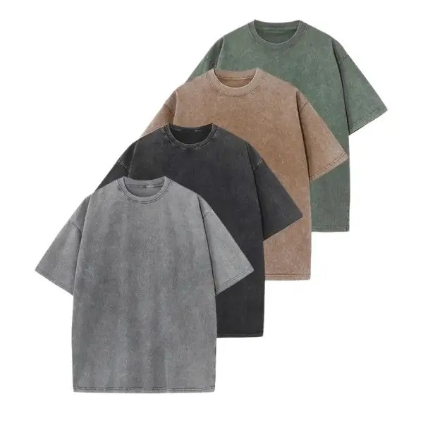 Distressed Washed Cotton 4-Pack Oversized Tees for Men & Women