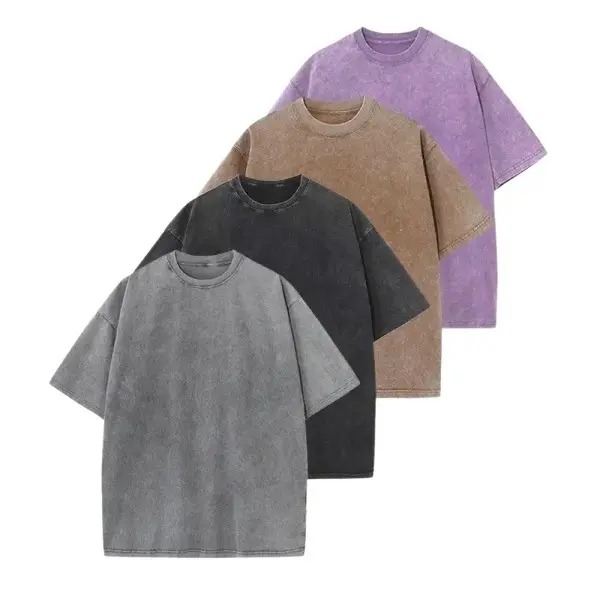 Distressed Washed Cotton 4-Pack Oversized Tees for Men & Women