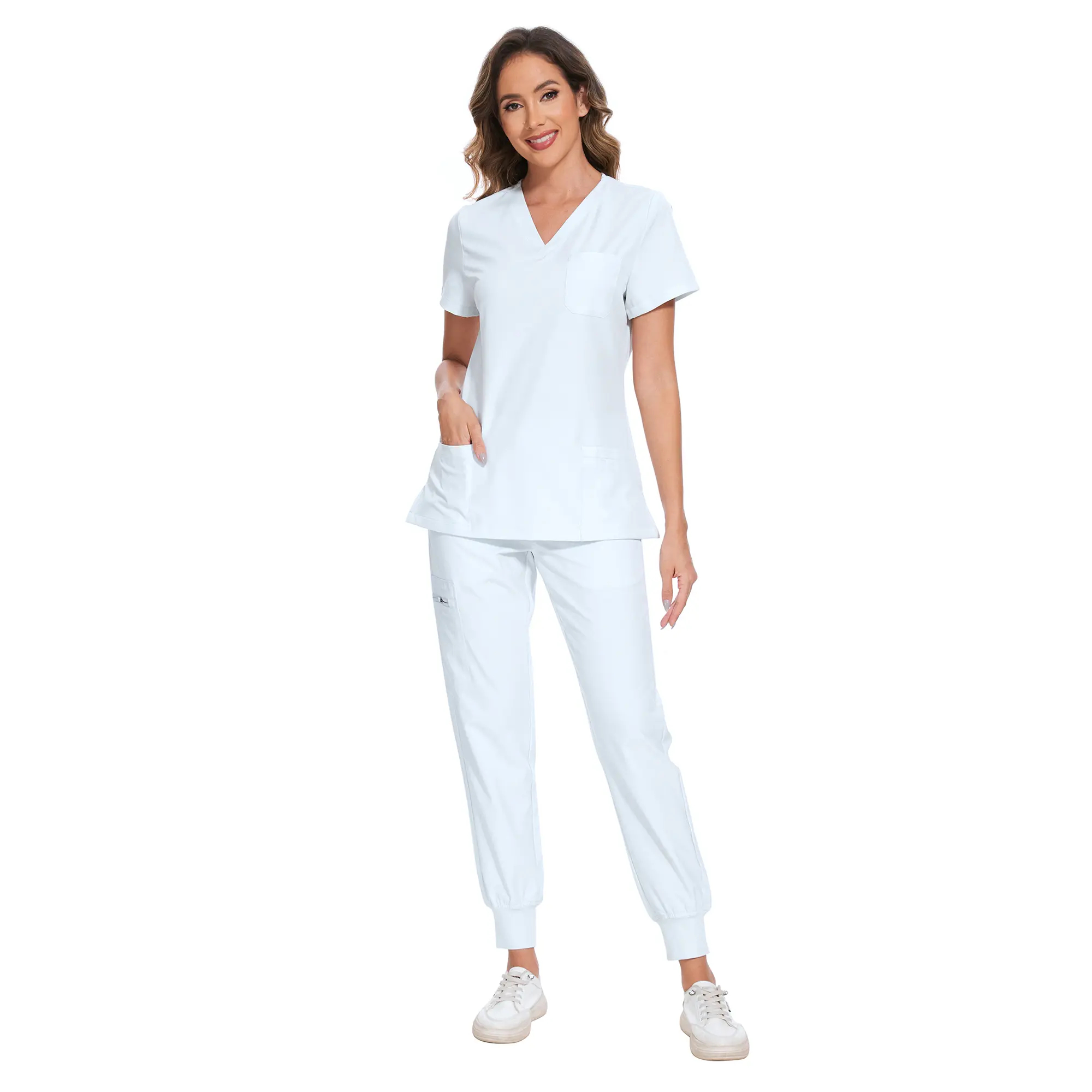 🔥Summer Sale Luna Vital Set for Women - Stretch V-Neck Scrub Top & Jogger Pant with 8 Pockets, Workwear, Uniforms