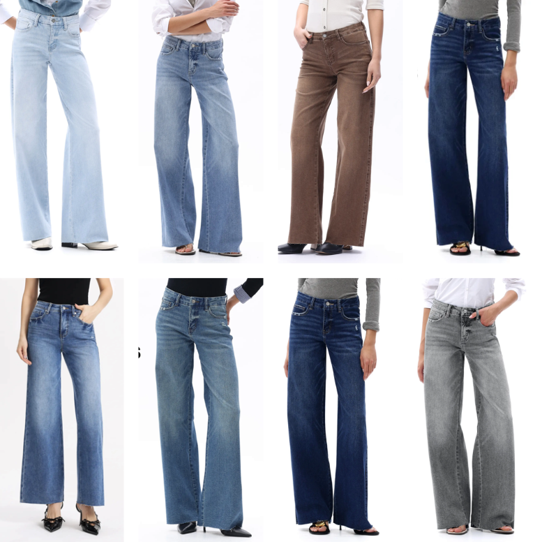  Wide Leg Raw Hem Jeans