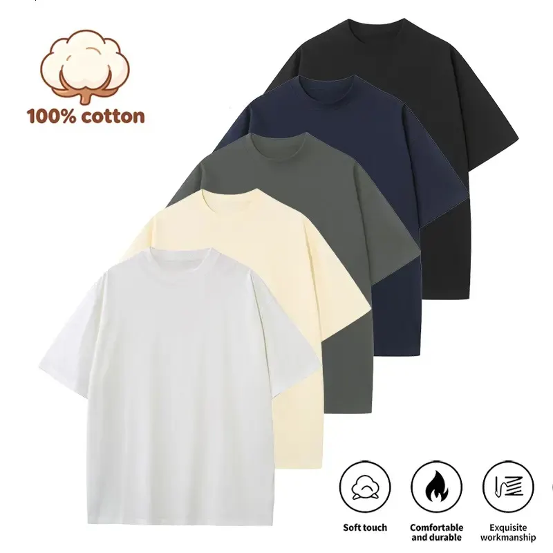 Summervibes Men's Cotton Crew Neck T-Shirt Set - 5 Pack