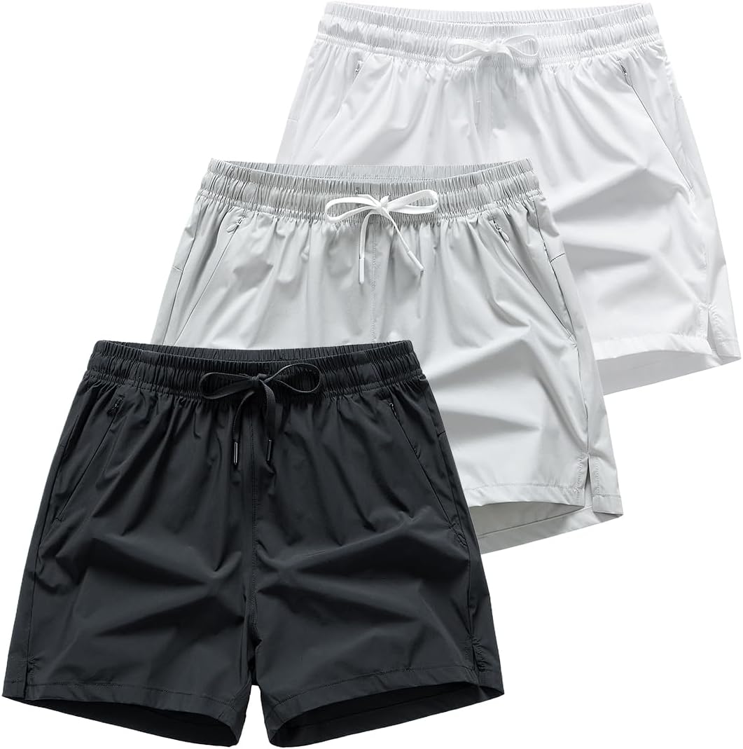 athletic shorts lightweight moisture wicking with zipper pockets