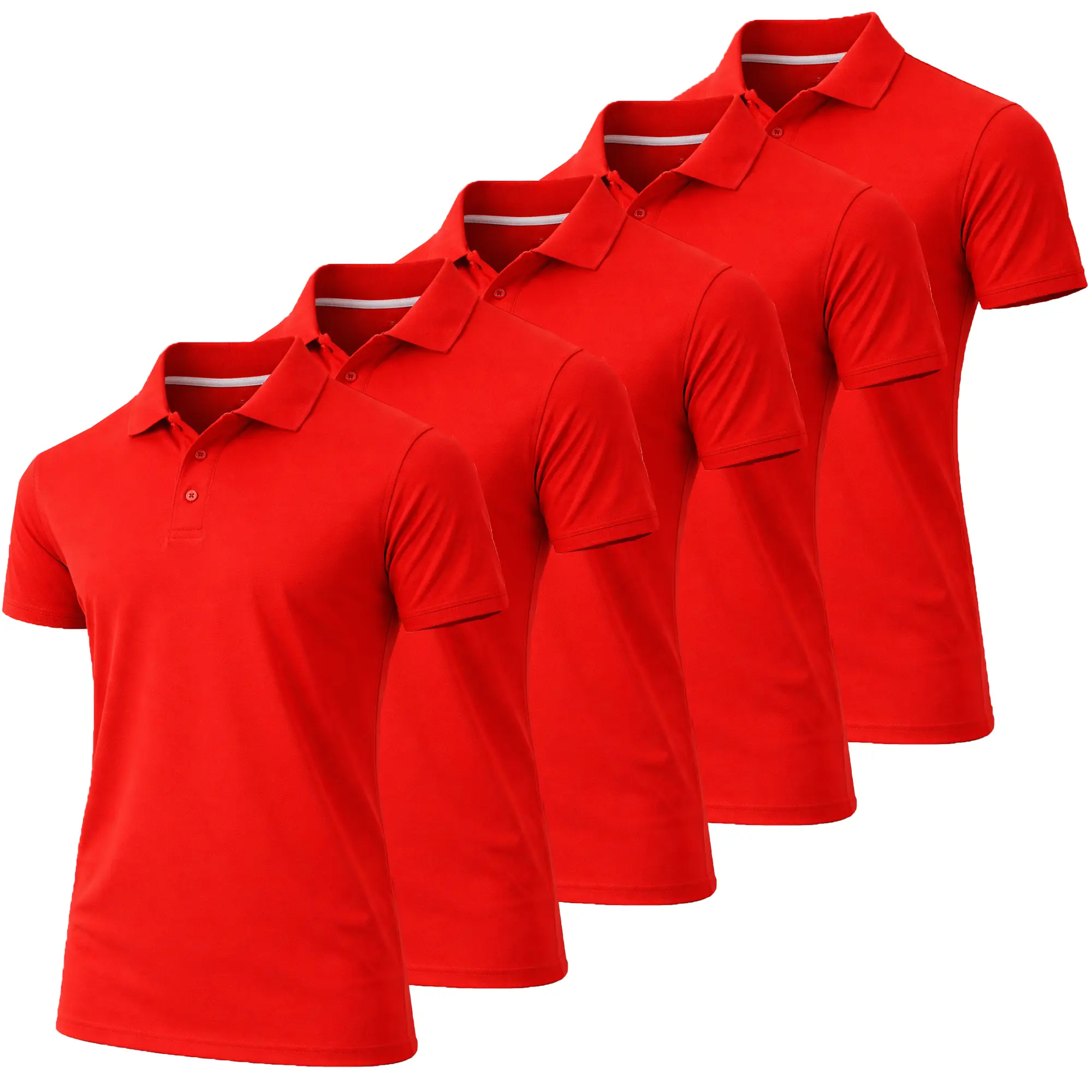 Men's Dry Fit Moisture-Wicking Fabric Polo Collar Shirt Menswear Stylish Ribbed Sleeve