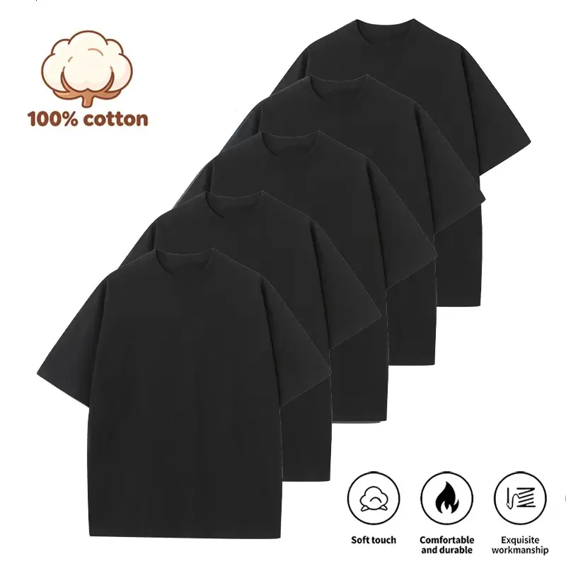 Summervibes Men's Cotton Crew Neck T-Shirt Set - 5 Pack