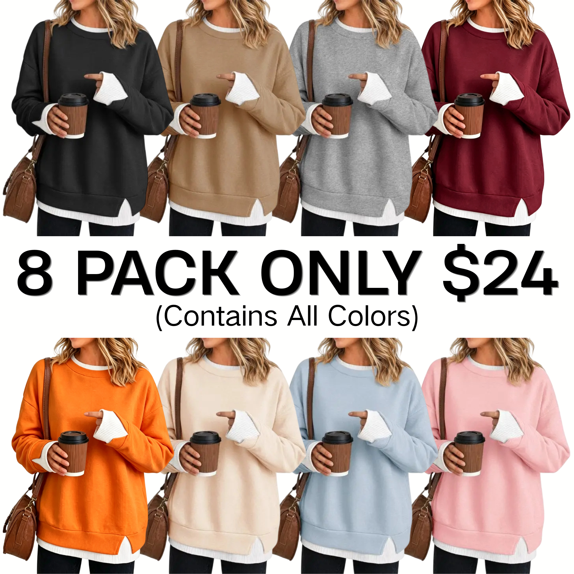 Women's  Two Piece Layered Sweatshirt