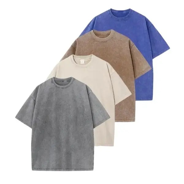 Distressed Washed Cotton 4-Pack Oversized Tees for Men & Women